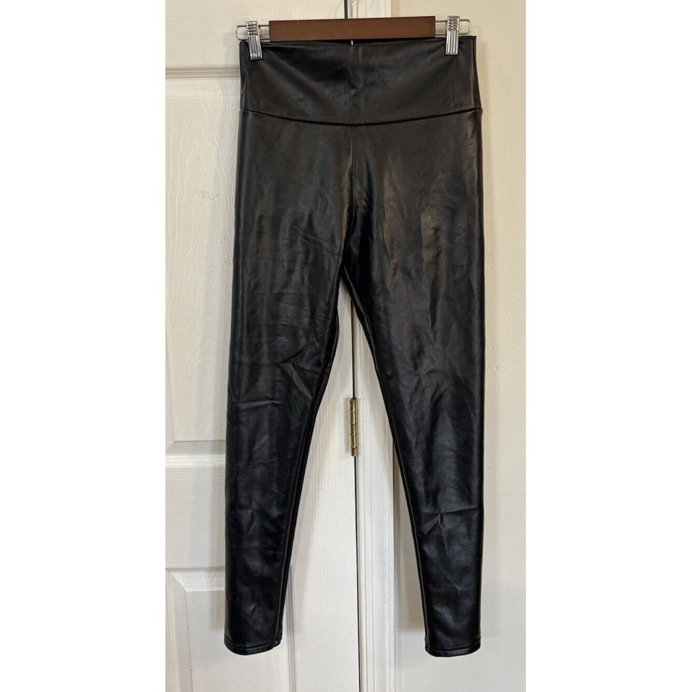 Spanx Faux‎ Leather Leggings Womens Sz S Black